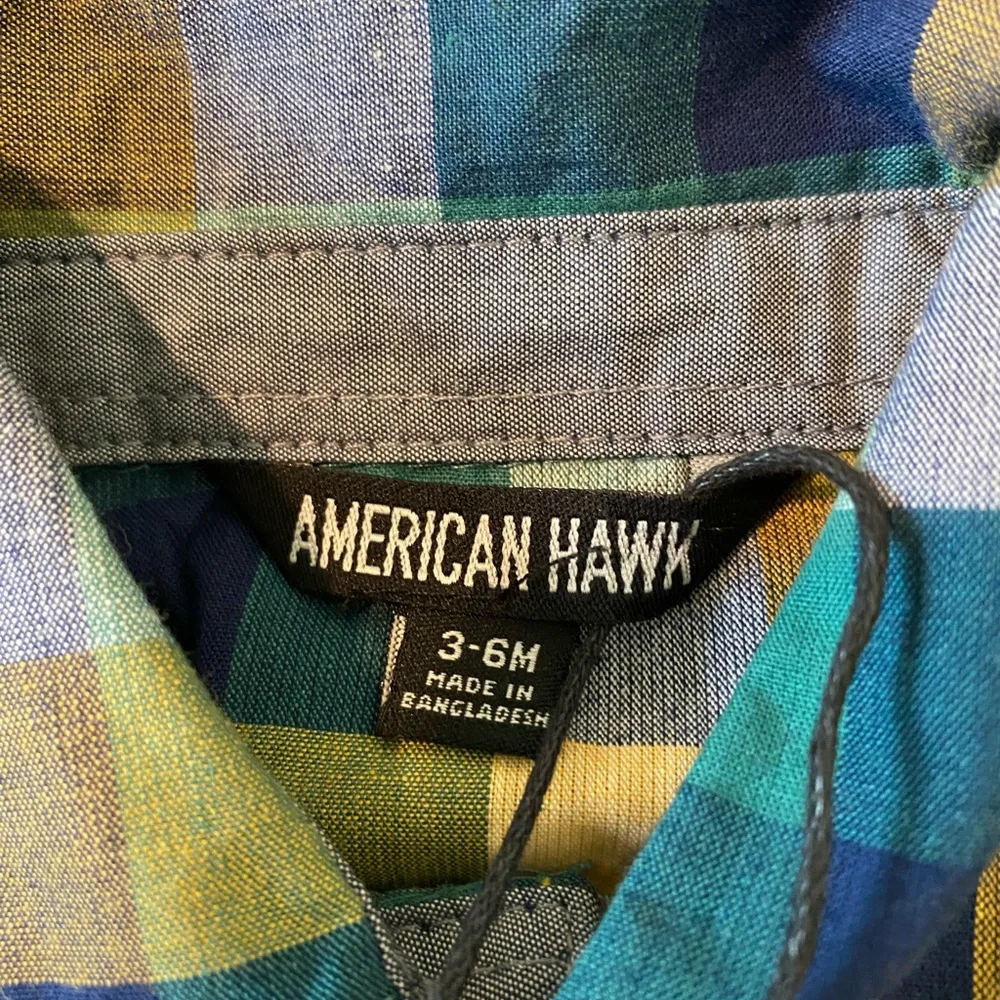 American Hawk Plaid Baby Romper 3-6M